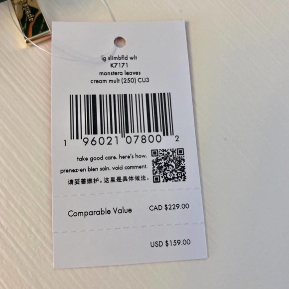 Kate Spade darcy monstera leaves large slim bifold wallet new - Picture 4 of 4